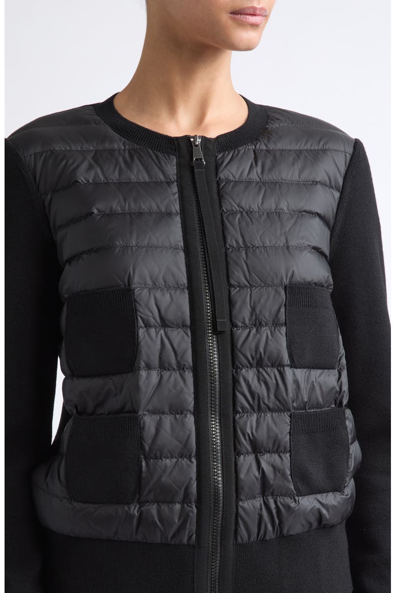 Mixed Media Quilt Front Wool Cardigan, Alternate, color, BLACK/ BLACK
