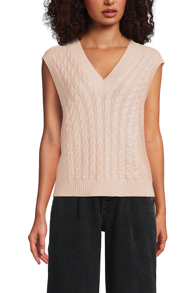 Drifter Modern Cable V Neck Vest Sweater, Main, color, Pink Opal