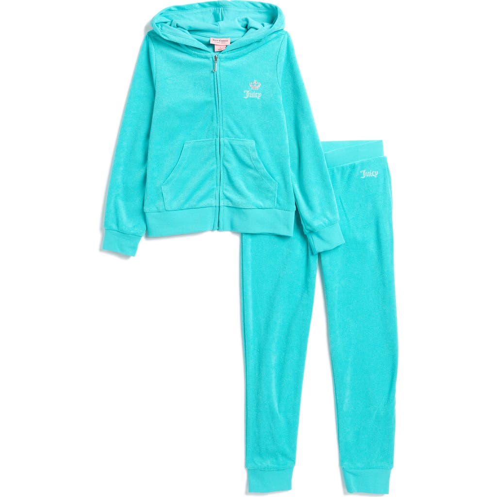 JUICY COUTURE JUICY COUTURE KIDS' STUDDED FRENCH TERRY ZIP HOODIE & JOGGERS SET