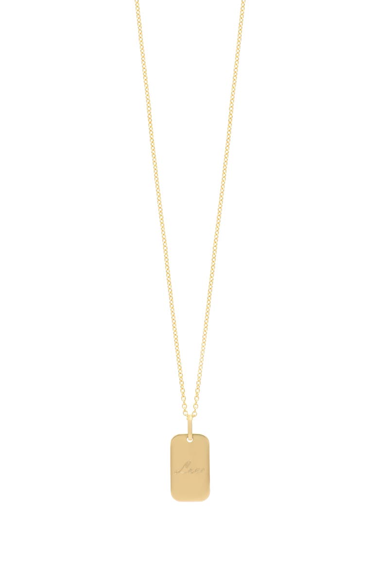 Bony Levy 14K Gold Engravable Mini Modern Tag Pendant Necklace, Alternate, color, 14K Yellow Gold - Font 1