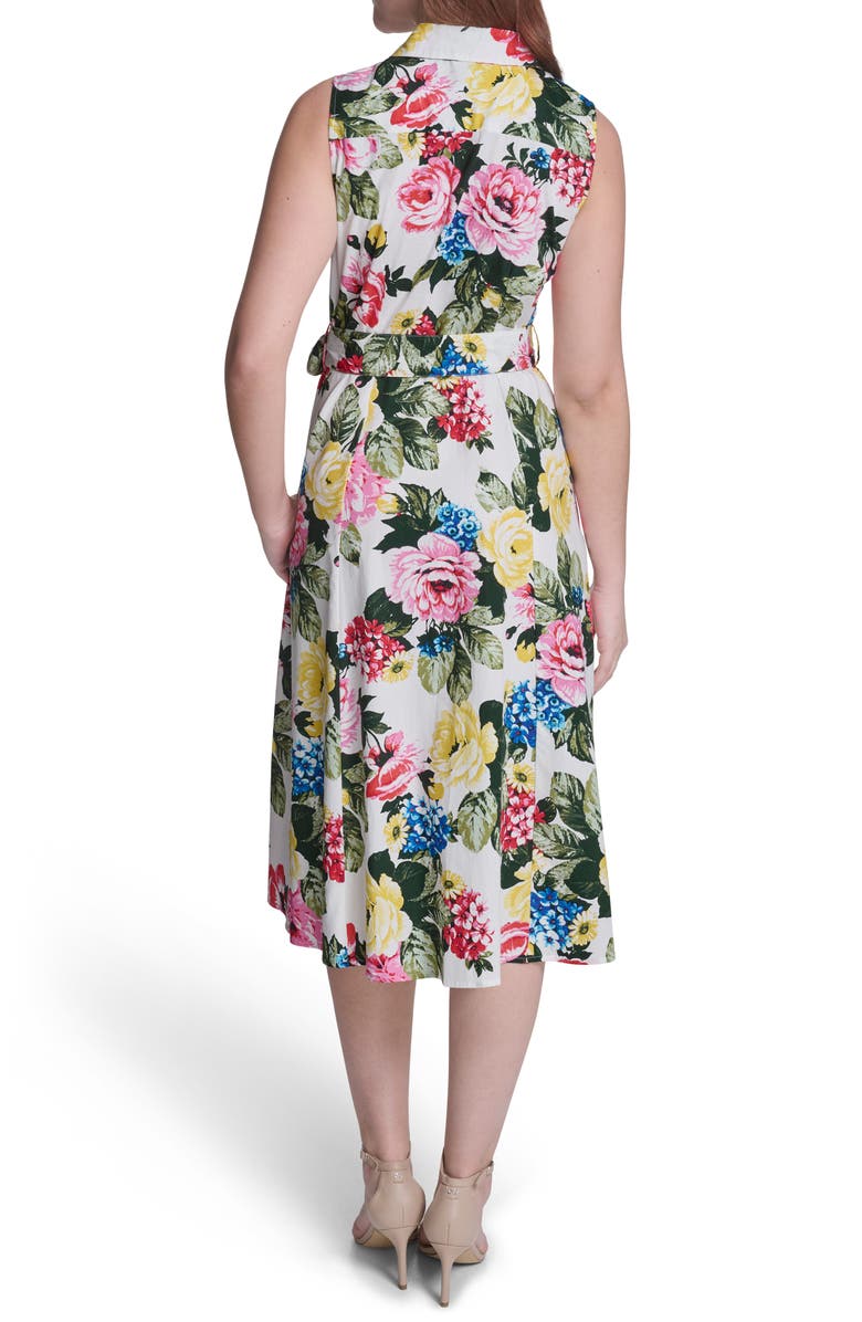 Calvin Klein Sleeveless Cotton Shirtdress, Alternate, color, Ginger Multi