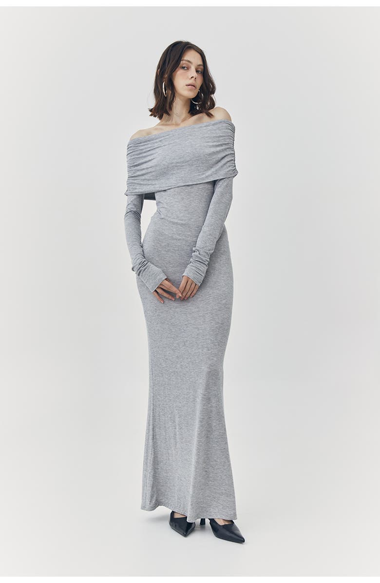 ATS Esme Off Shoulder Maxi Dress, Alternate, color, Grey