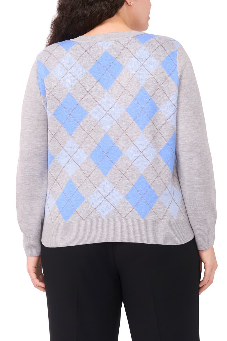 Argyle V-Neck Sweater, Alternate, color, LIGHT HEATHER GREY
