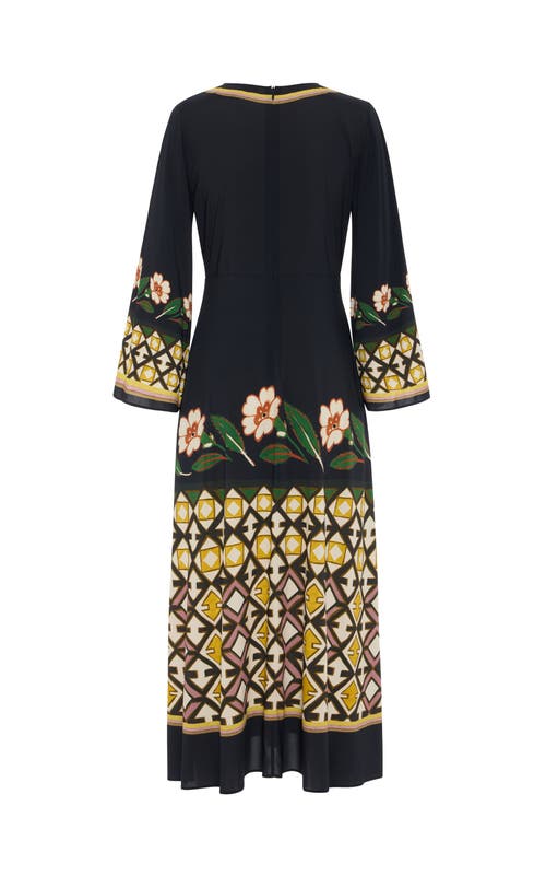 La Doublej Sorella Flare-sleeve Midi Dress In Dazed Placée Black
