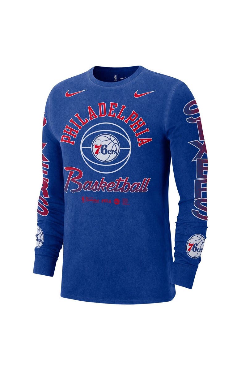 Nike Men's Nike Royal Philadelphia 76ers Courtside Retro Elevated Long Sleeve T-Shirt, Alternate, color, Royal