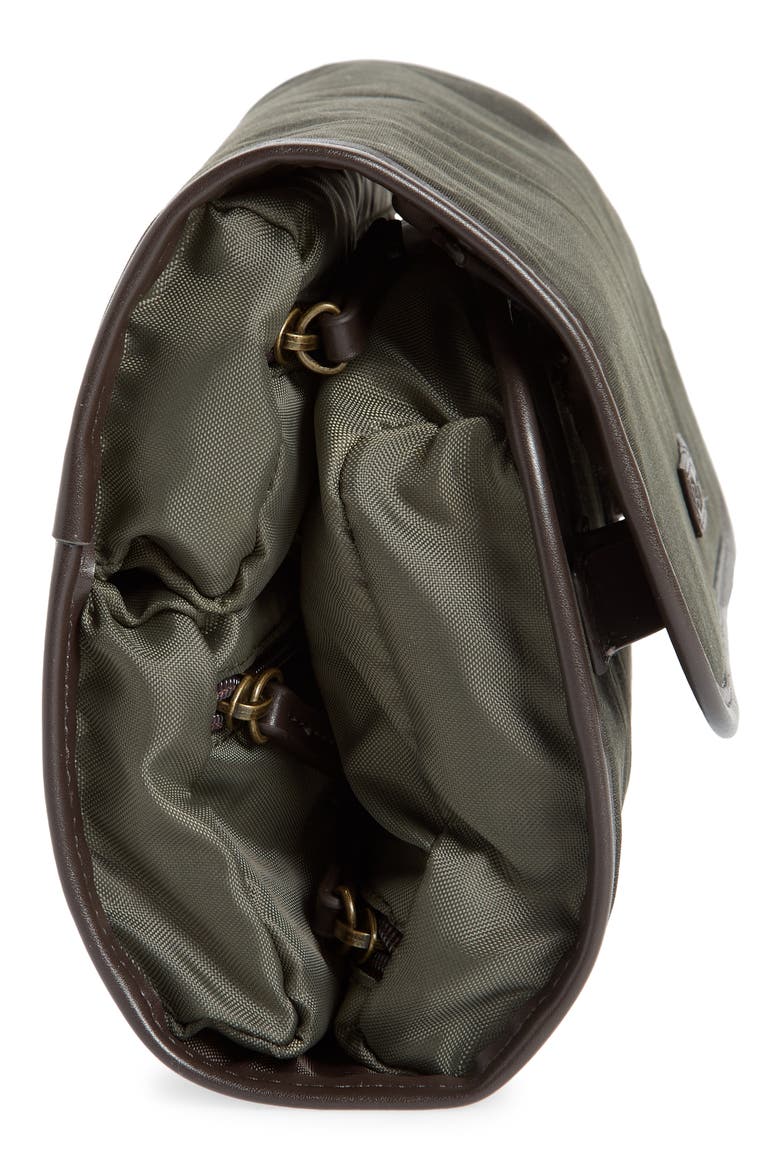 Waxed Cotton Hanging Washbag, Alternate, color, OLIVE