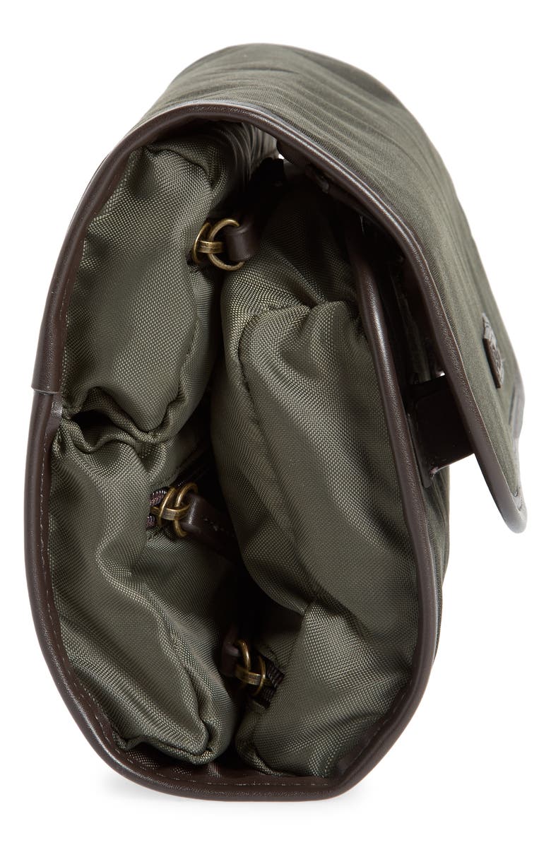 Barbour Waxed Cotton Hanging Washbag, Alternate, color, 