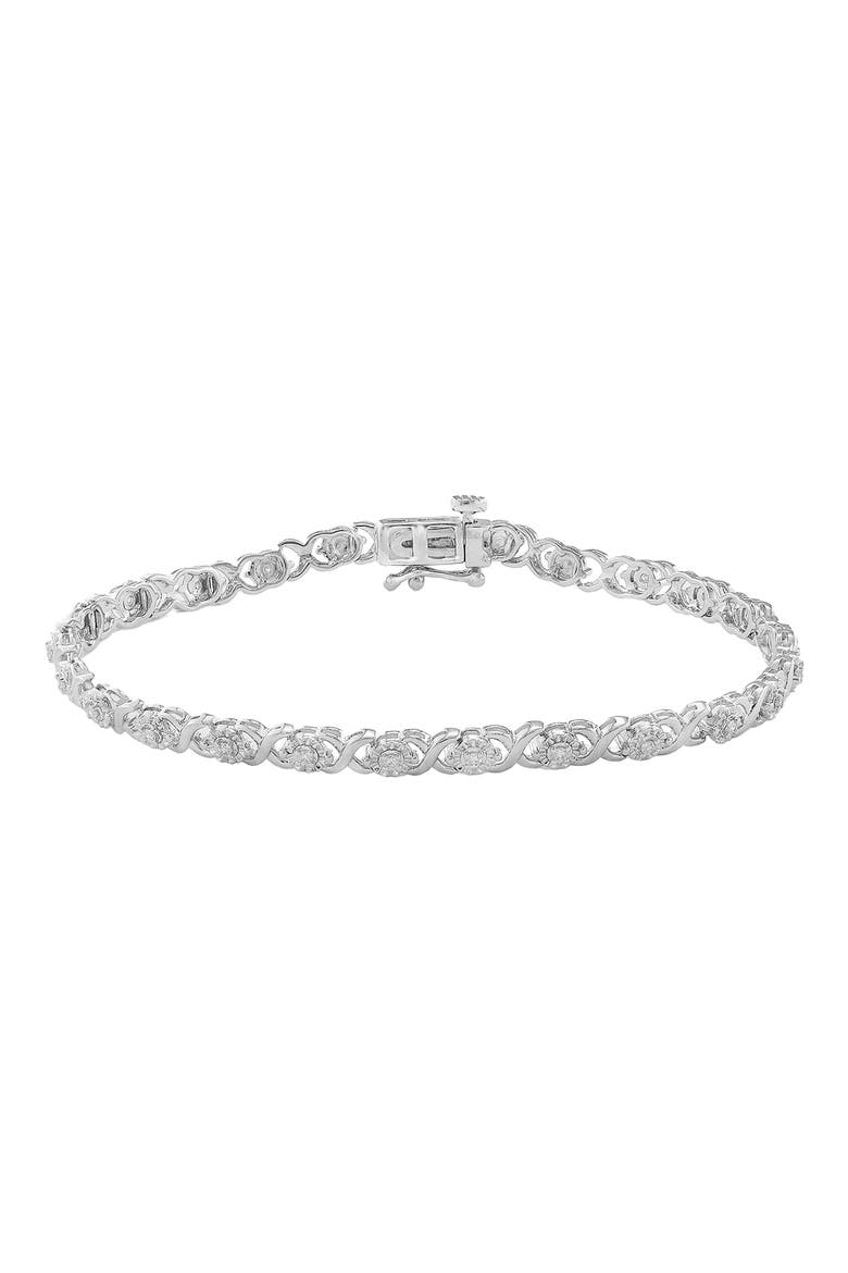 Sterling Silver Diamond Bracelet, Main, color, SILVER