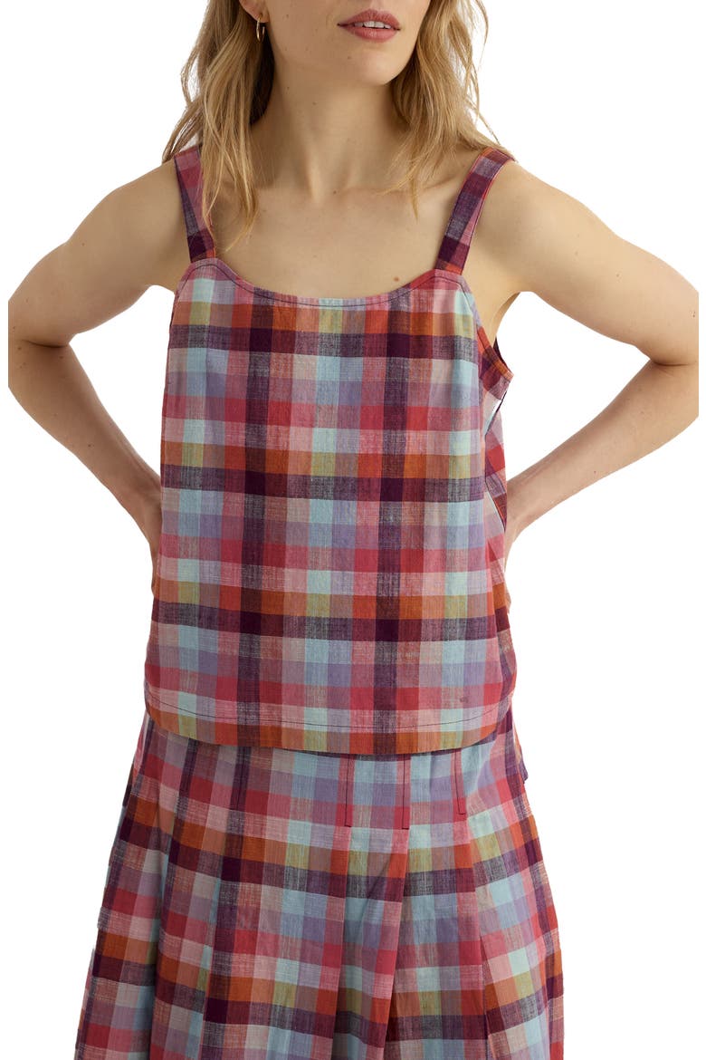 Hare's Tail Check Organic Cotton Tank, Main, color, KAMMDRO MULTI