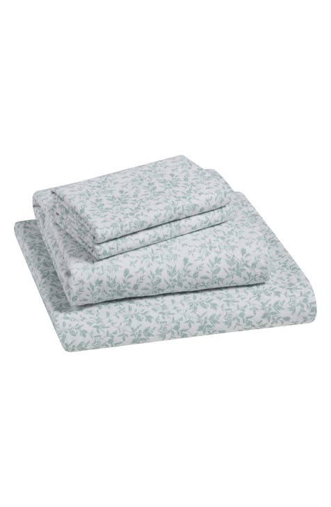 Floral Print 4-Piece Flannel Sheet Set