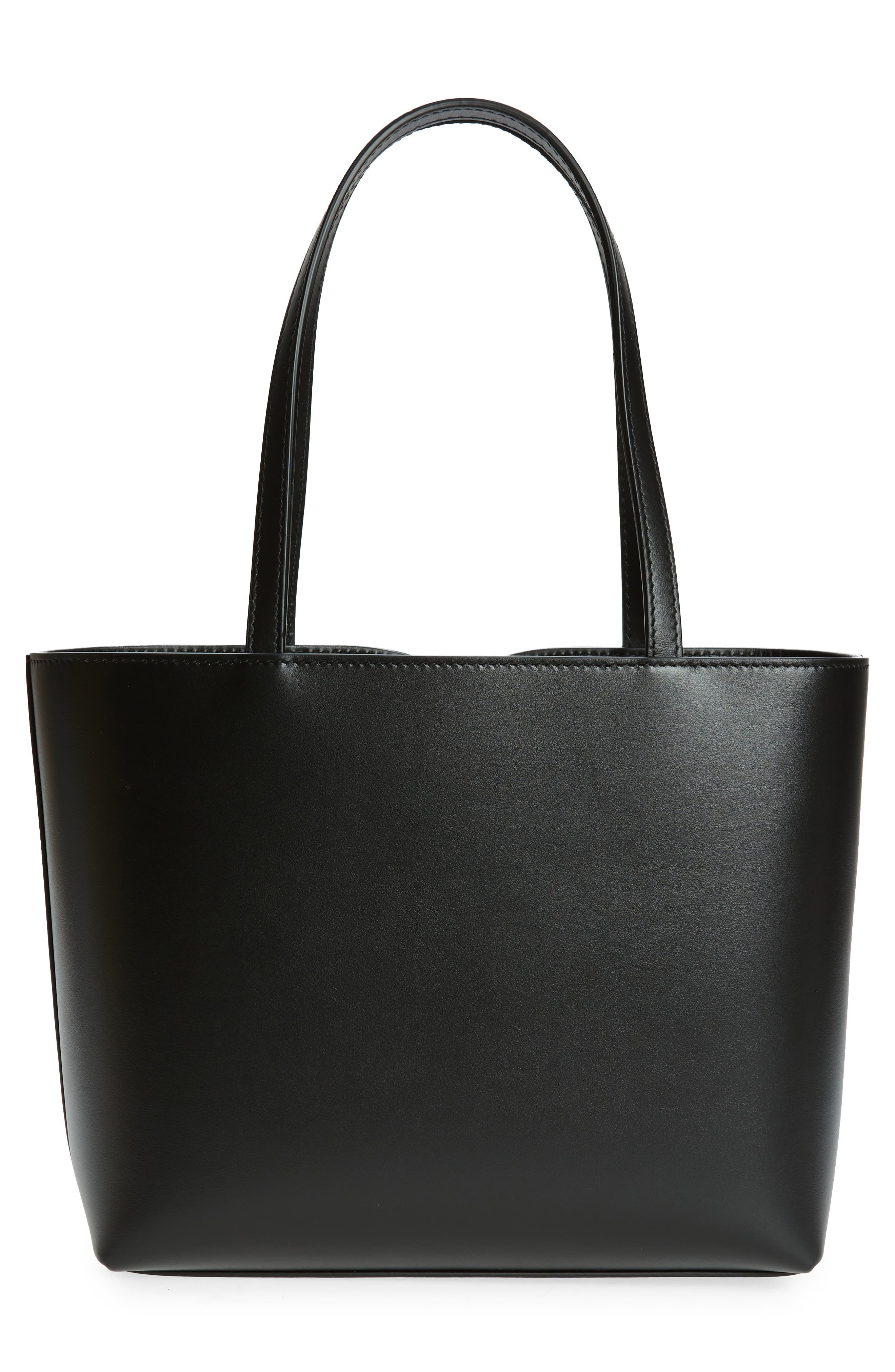 Dolce&Gabbana Small DG Logo Leather Tote, Alternate, color, Black