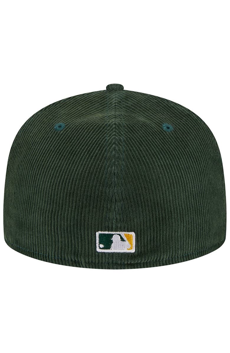 New Era Men's New Era Green Oakland Athletics Throwback Corduroy 59FIFTY Fitted Hat, Alternate, color,