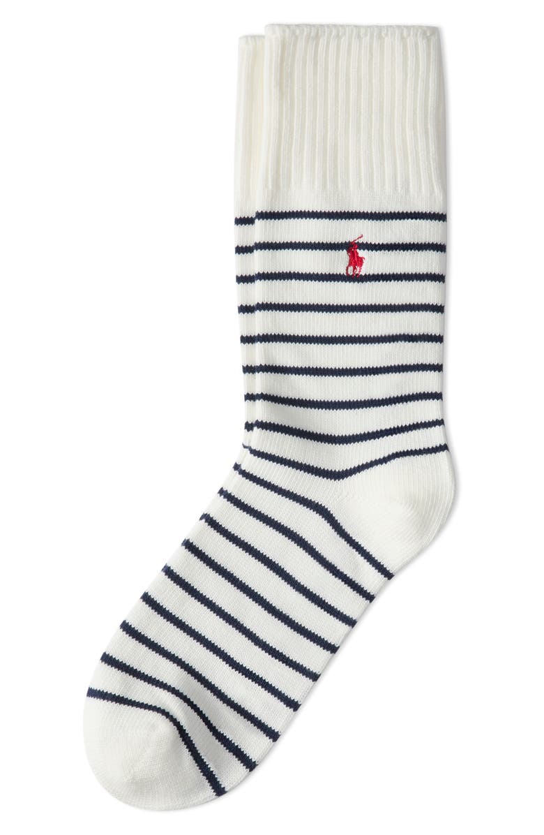 Polo Ralph Lauren Breton Stripe Crew Socks, Main, color, White