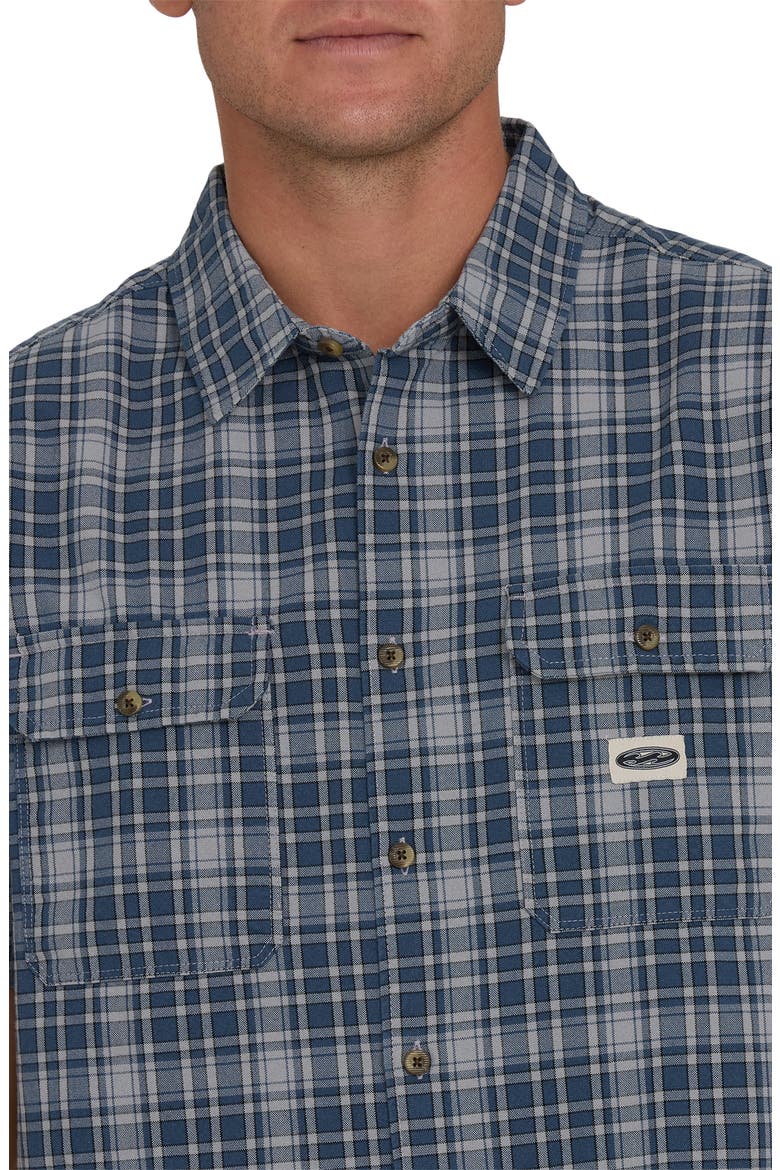 Bad Dog Plaid Short Sleeve Cotton Button-Up Shirt, Alternate, color, DARK DENIM