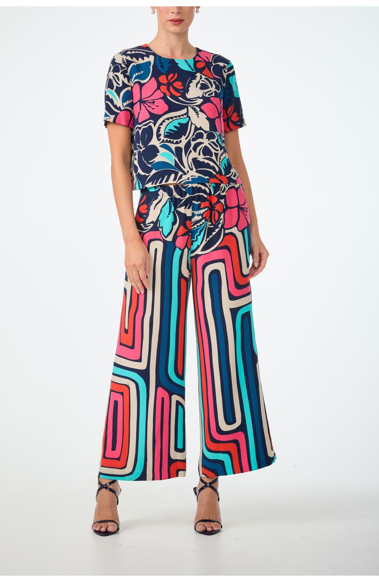 Trina Turk Sitio Printed Short Sleeve Top, Alternate, color, Multi