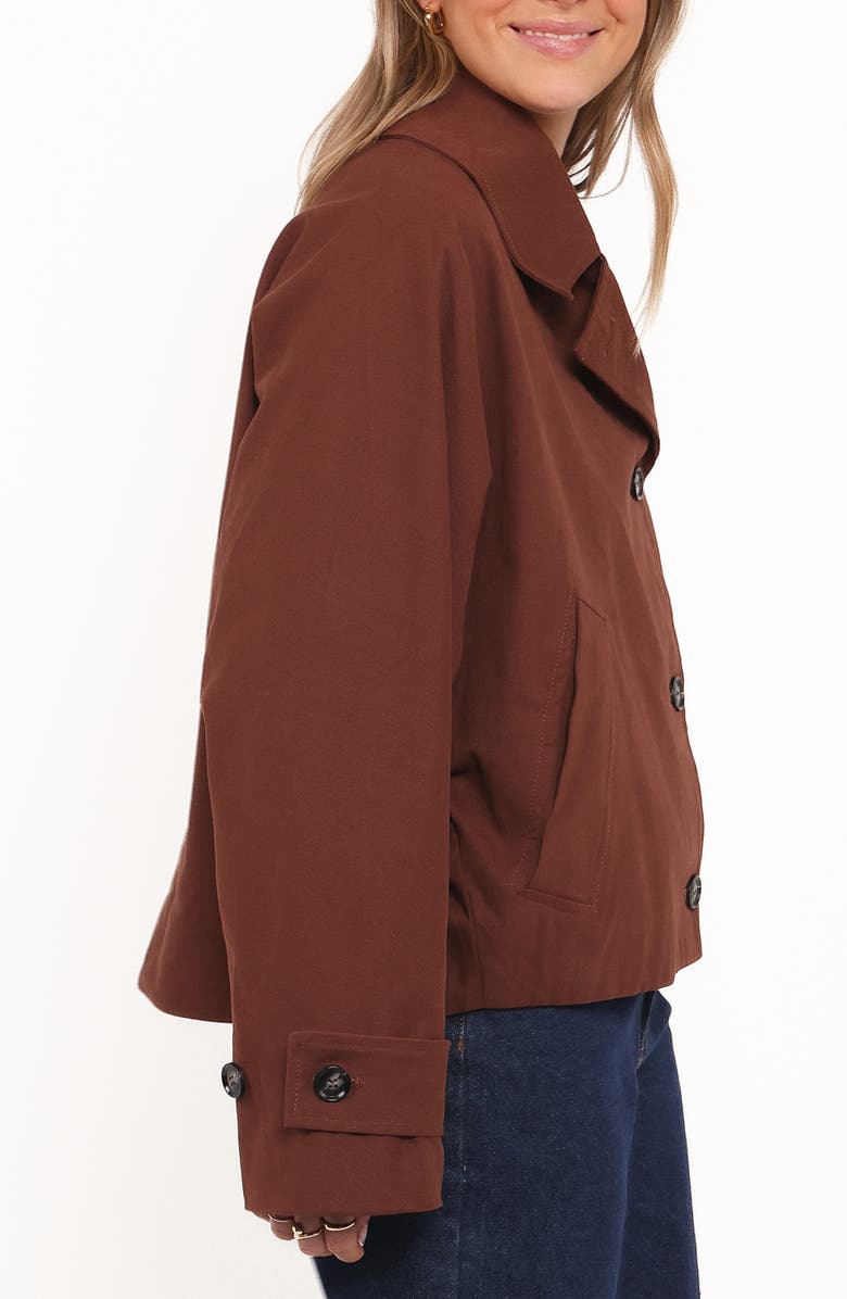 Petal & Pup Notion Cotton Twill Crop Trench Coat, Alternate, color, Espresso