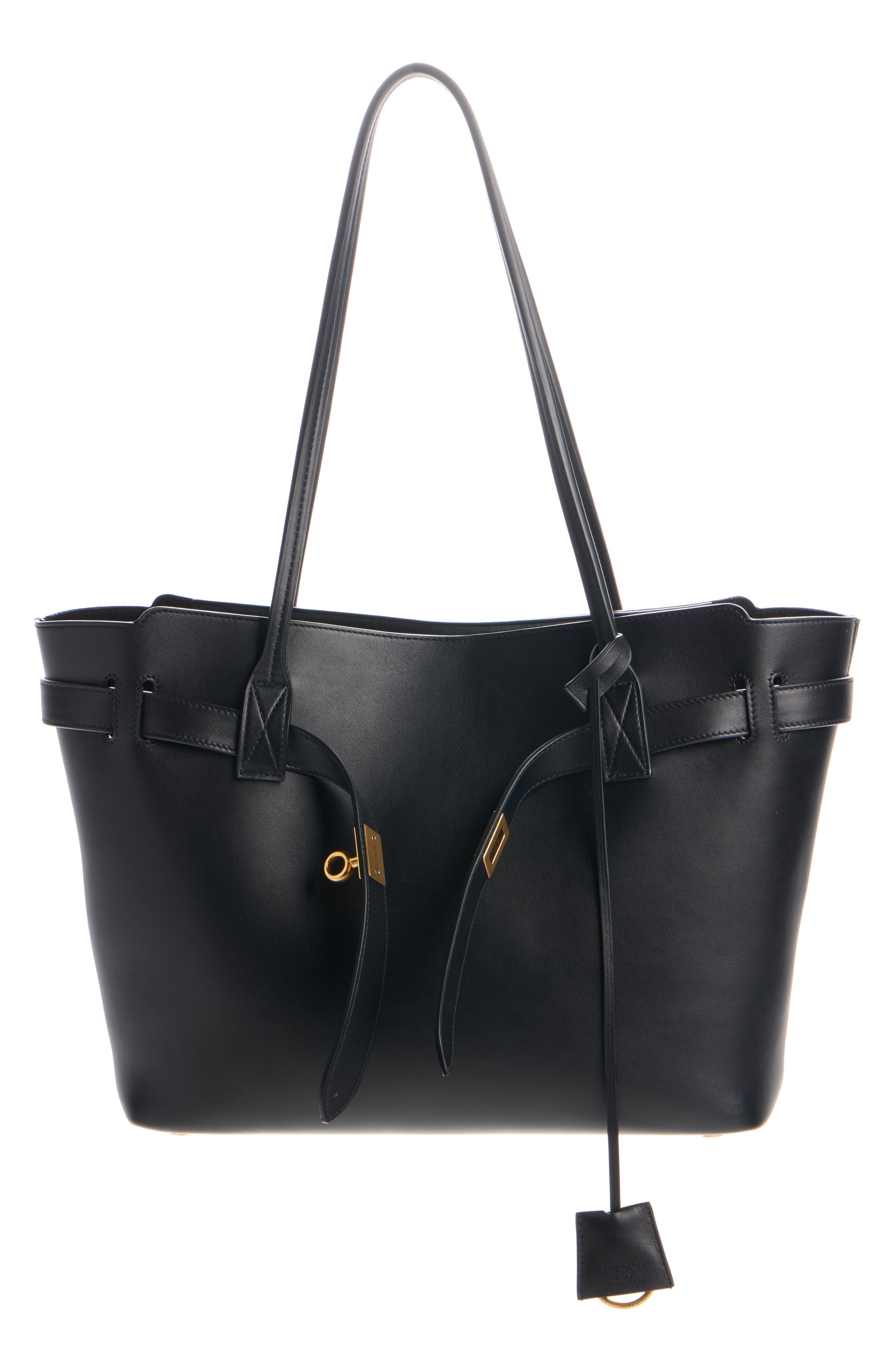 Balenciaga Medium Bel Air Leather Tote, Alternate, color, 1000 Black