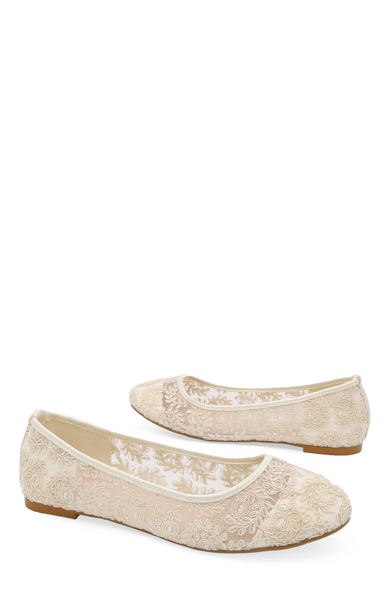 Baba Crochet Lace Ballet Flats, Alternate, color, Ivory