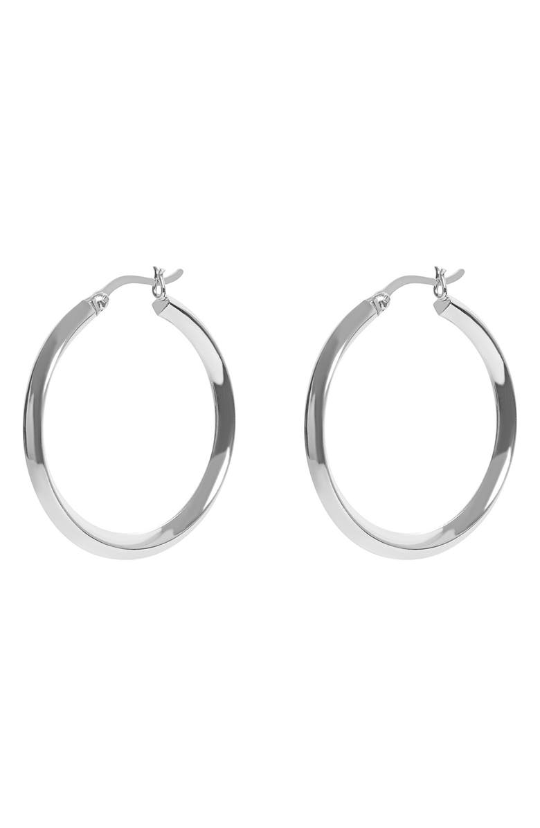 Argento Vivo Sterling Silver Knife Edge Hoop Earrings, Main, color, Silver