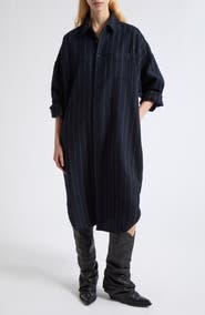 R13 Jumbo Long Sleeve Virgin Wool Shirtdress