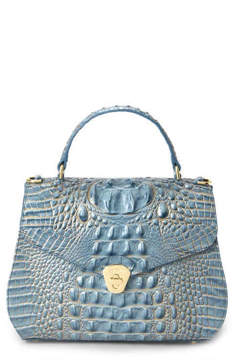Annalise Croc Embossed Leather Satchel