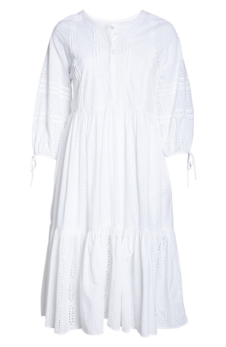 Caslon<sup>®</sup> Eyelet Long Sleeve Midi Dress, Alternate, color,
