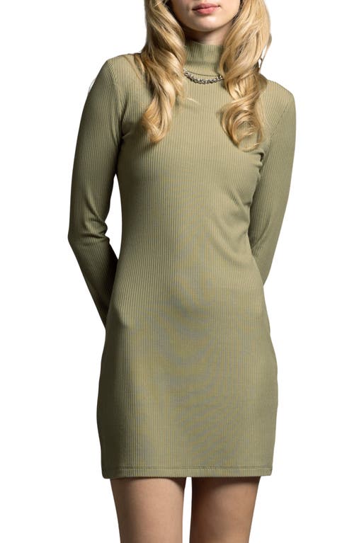 Weekend Los Angeles Penelope Turtleneck Long Sleeve Rib Minidress In Bonsai