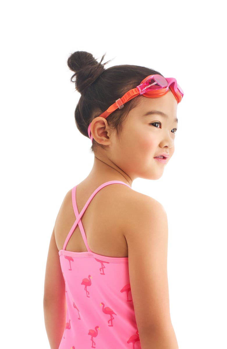 Primary Kids Swimsuit In Flamingos, Alternate, color, Pink Lemonade Flamingos