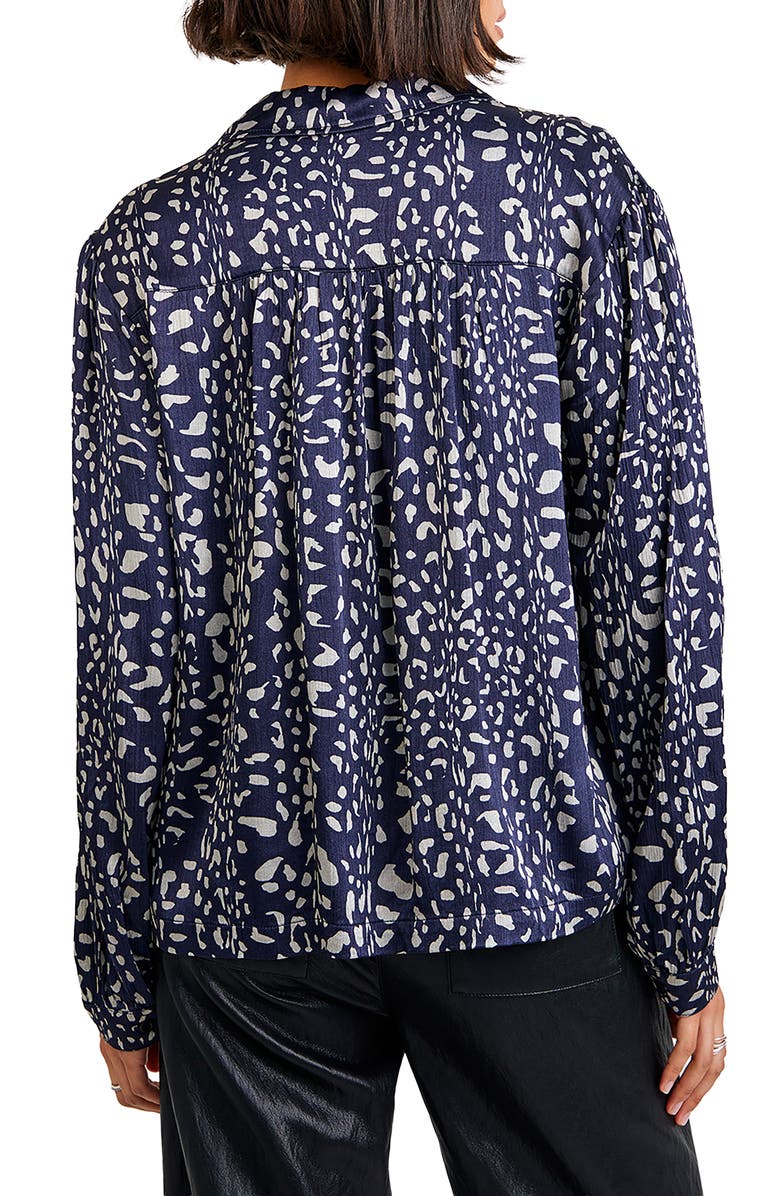 Bella Dahl Pebbled Satin Button-Up Shirt, Alternate, color, Artic Animal Print