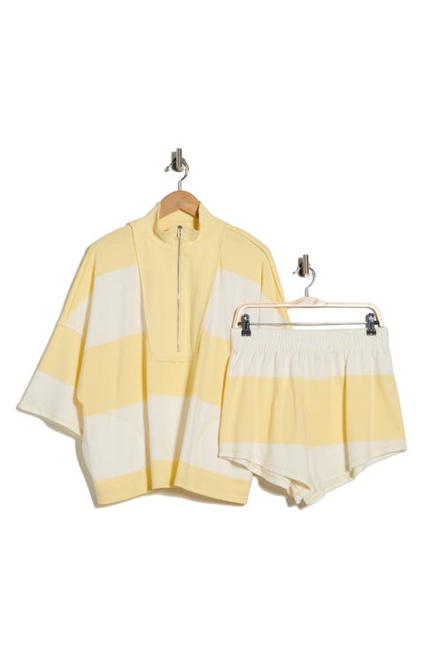 Retro Rugby Half Zip Top & Shorts Set