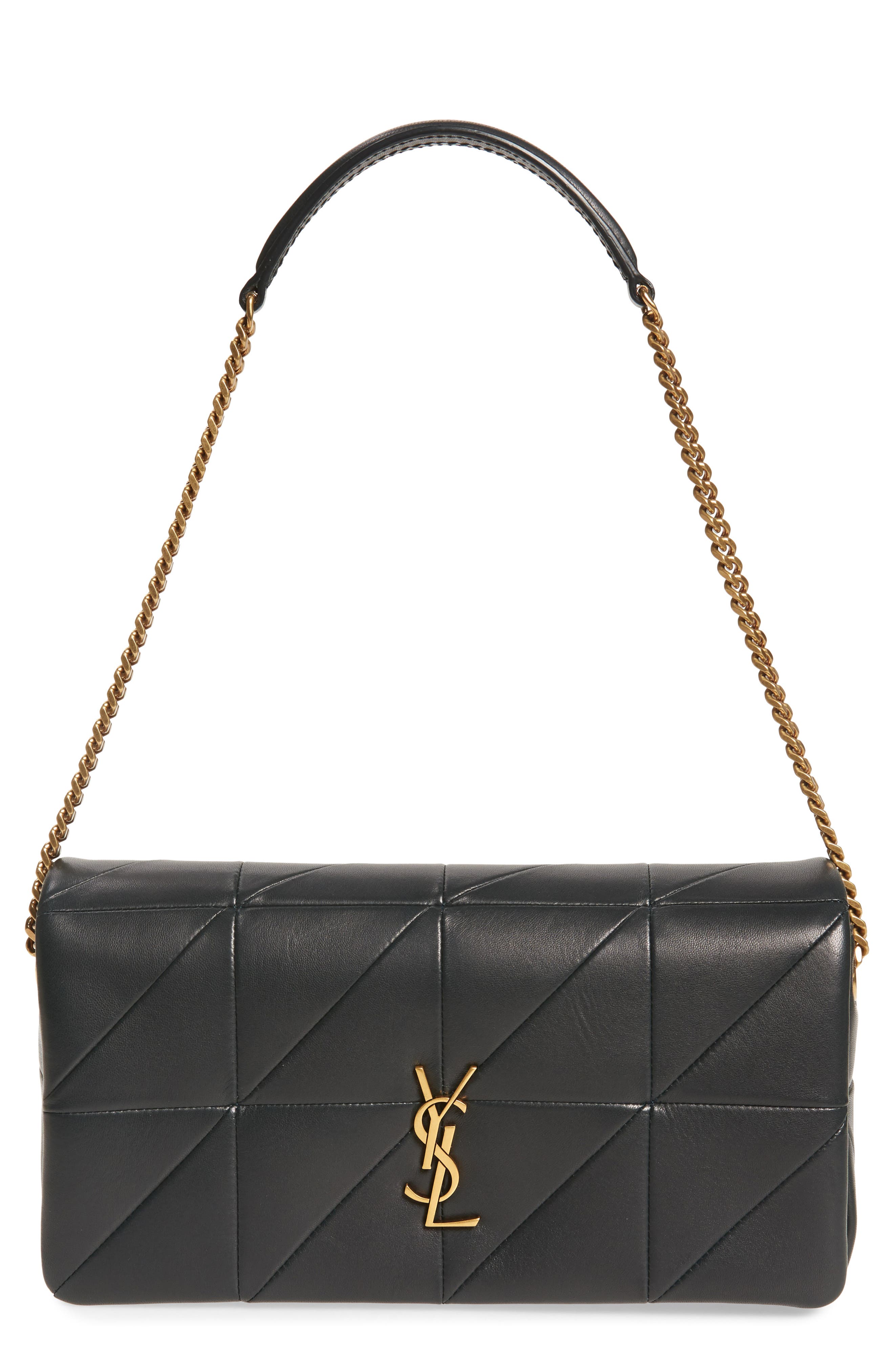 Saint Laurent Jamie 99 Patchwork Leather Baguette, Main, color, Deep Green