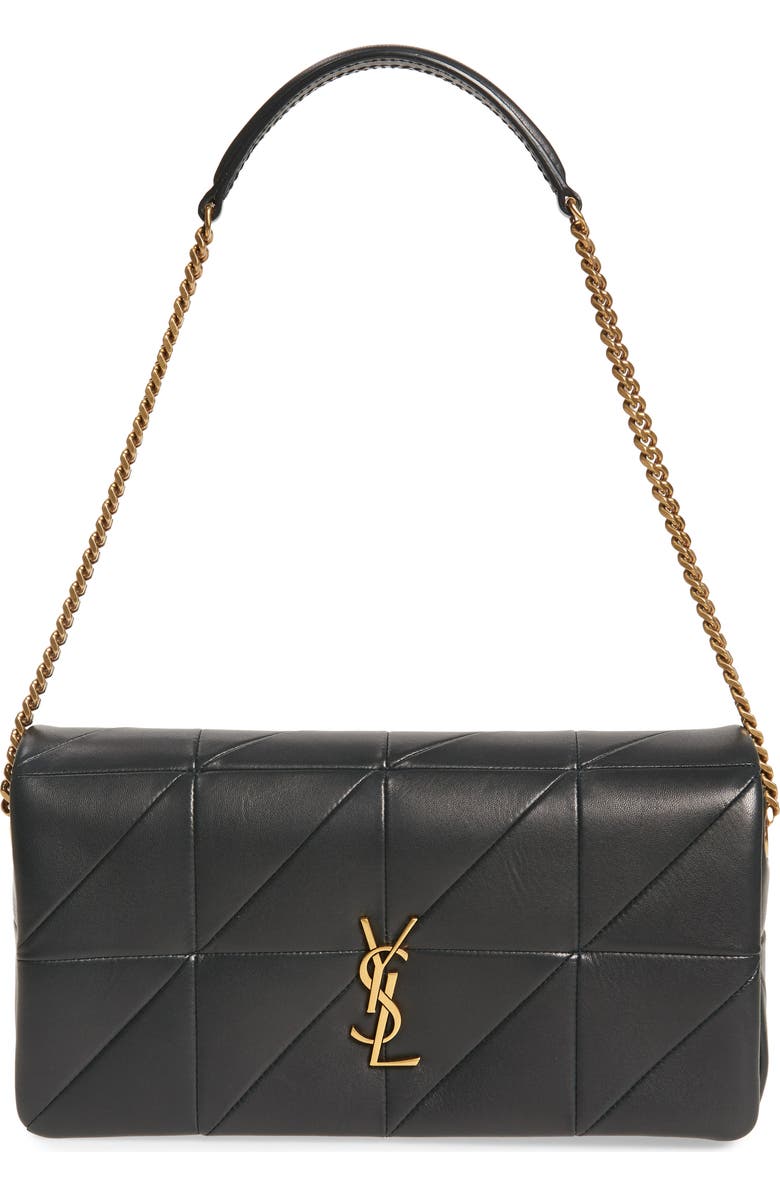 Saint Laurent Jamie 99 Patchwork Leather Baguette, Main, color, Deep Green