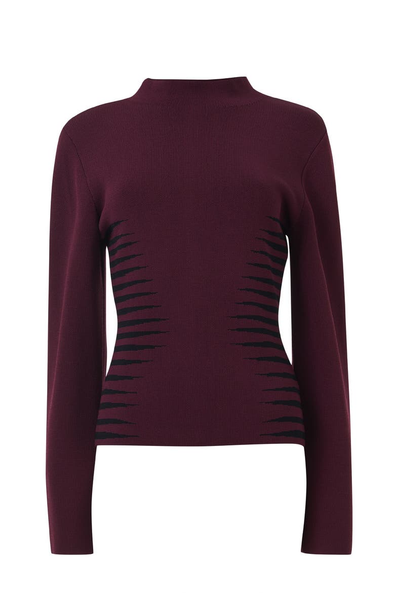 Jacquard Knit Fitted Top, Main, color, Red