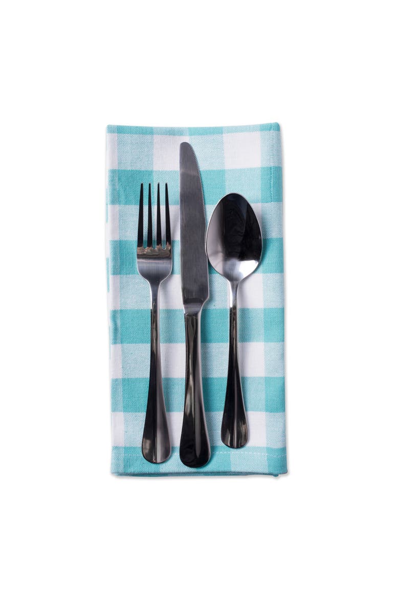 Aqua/White Checkers Napkin Set/6, Alternate, color, Aqua