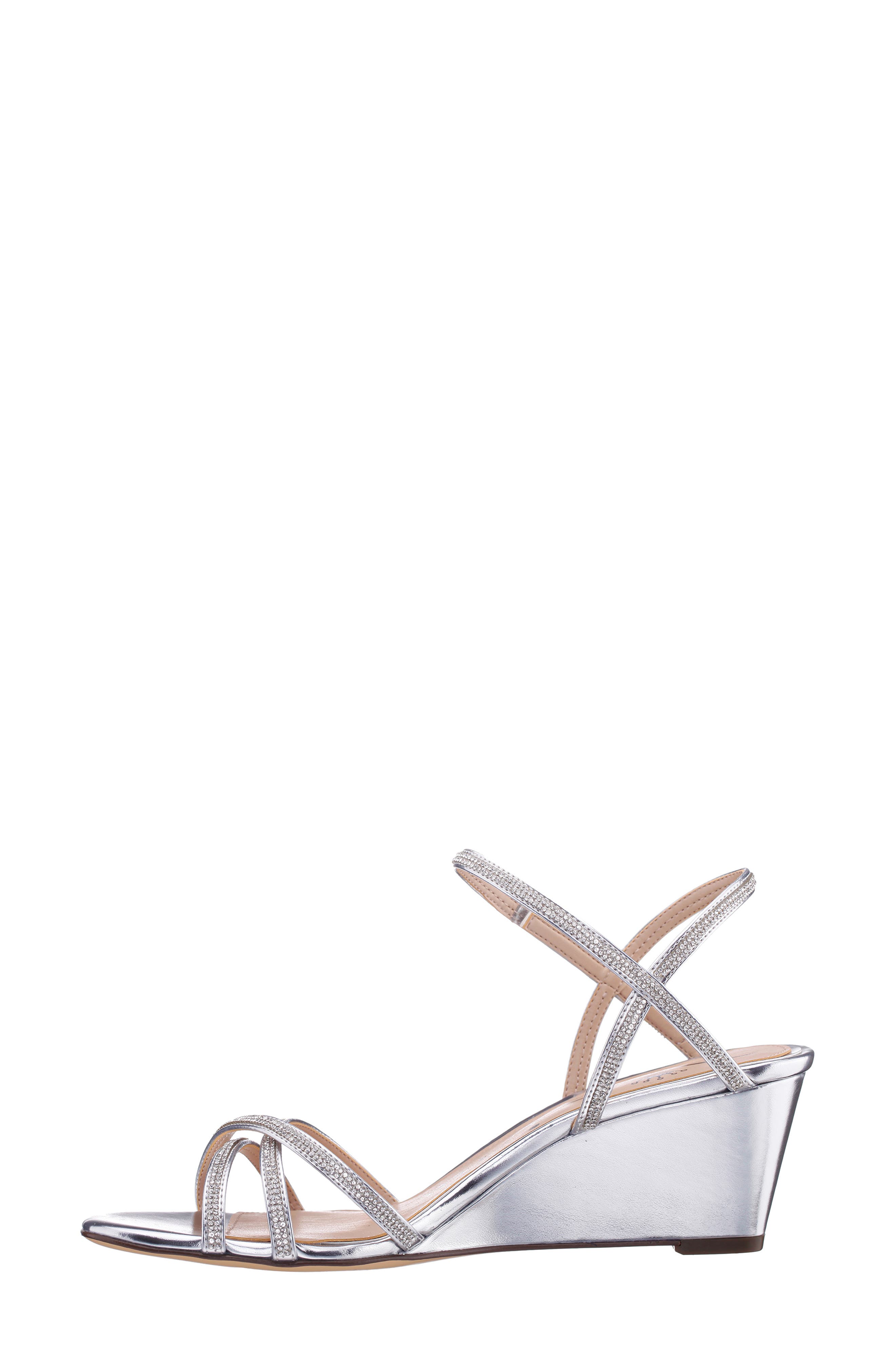 Nina Brynda Slingback Wedge Sandal, Alternate, color, Silver Metallic