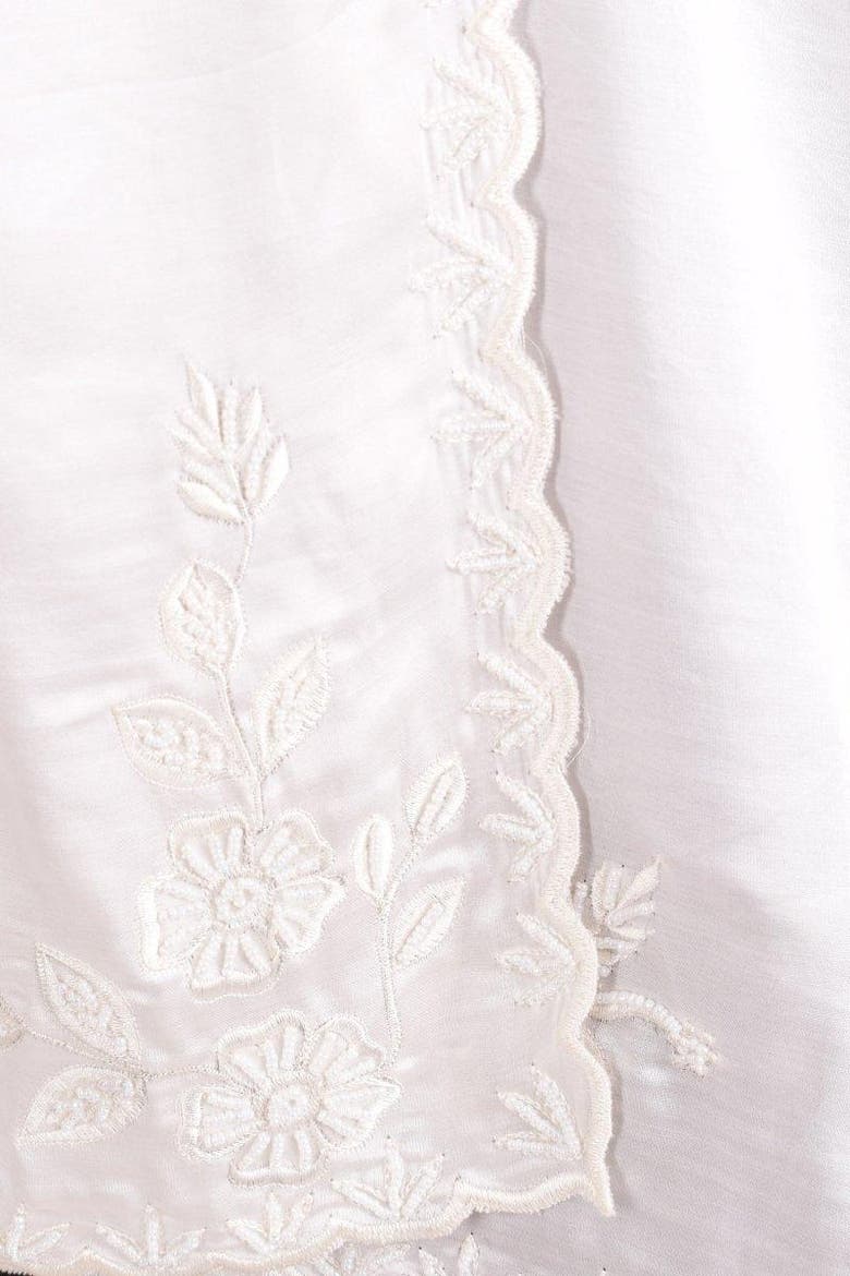 Resham & Pearl Hand Embroidered Viscose Scarf, Alternate, color, White