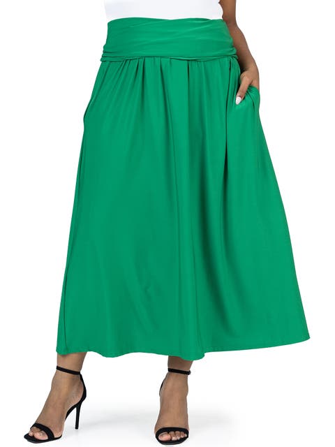 Foldover Maxi Skirt With Pockets