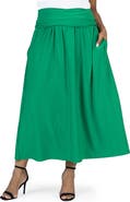 24seven Comfort Apparel Foldover Maxi Skirt With Pockets