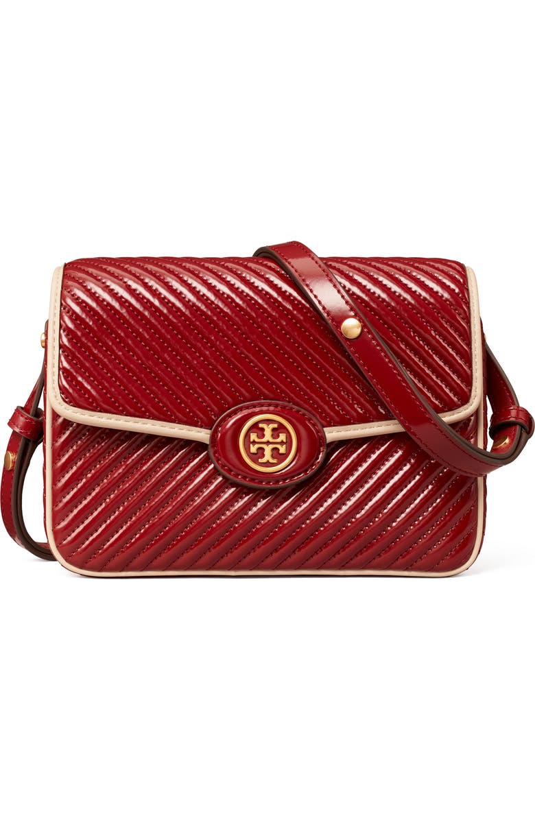 Tory Burch Robinson Quilted Leather Shoulder Bag, Main, color, Brick