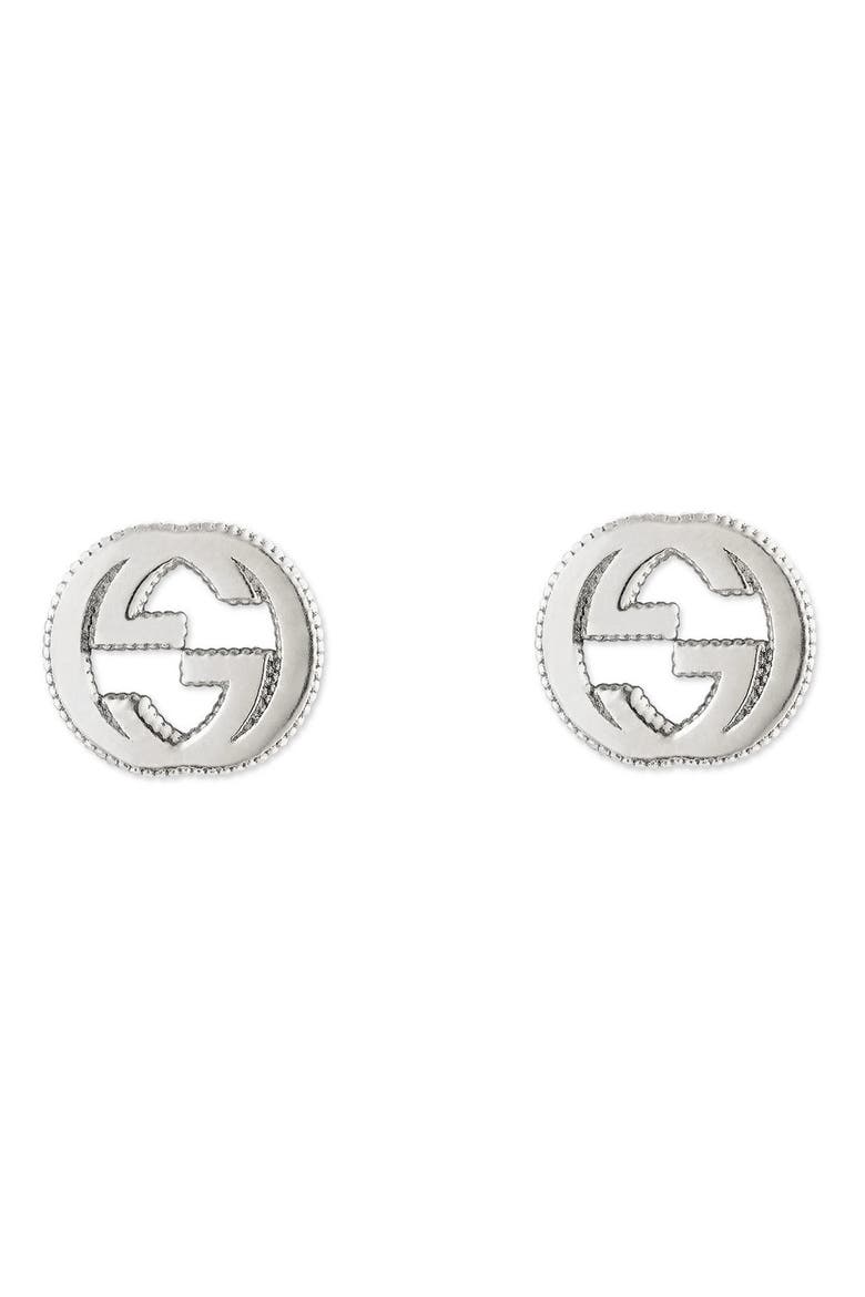 Silver Interlocking-G Stud Earrings, Main, color, STERLING SILVER