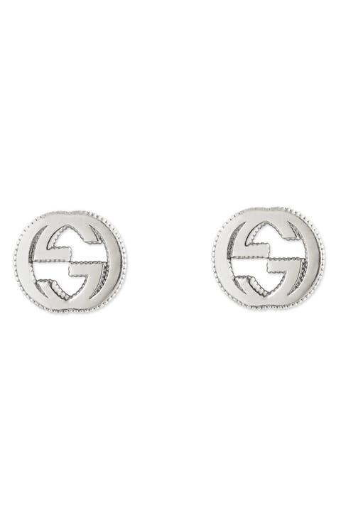 Silver Interlocking-G Stud Earrings