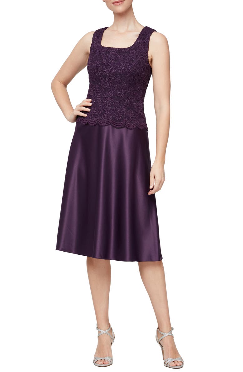 Alex Evenings Sequin Lace Midi Dress with Jacket, Alternate, color,