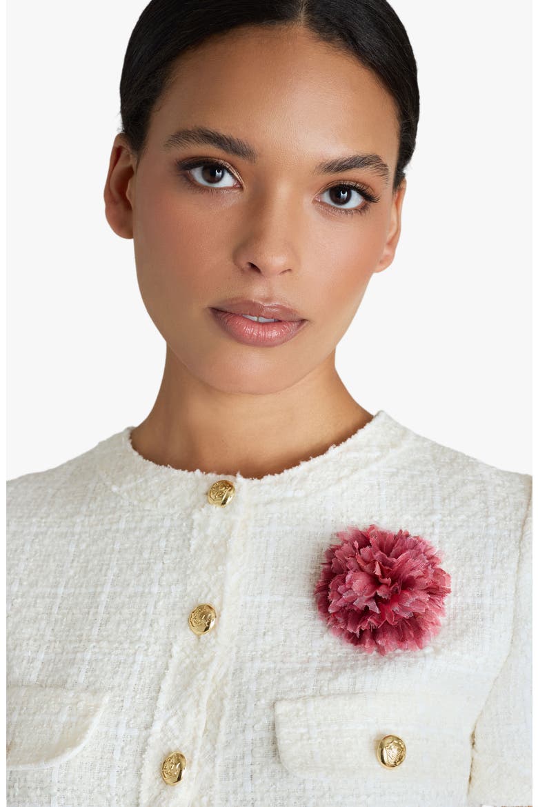 The Dark Pink Carnation Floral Brooch, Alternate, color, Dark Pink