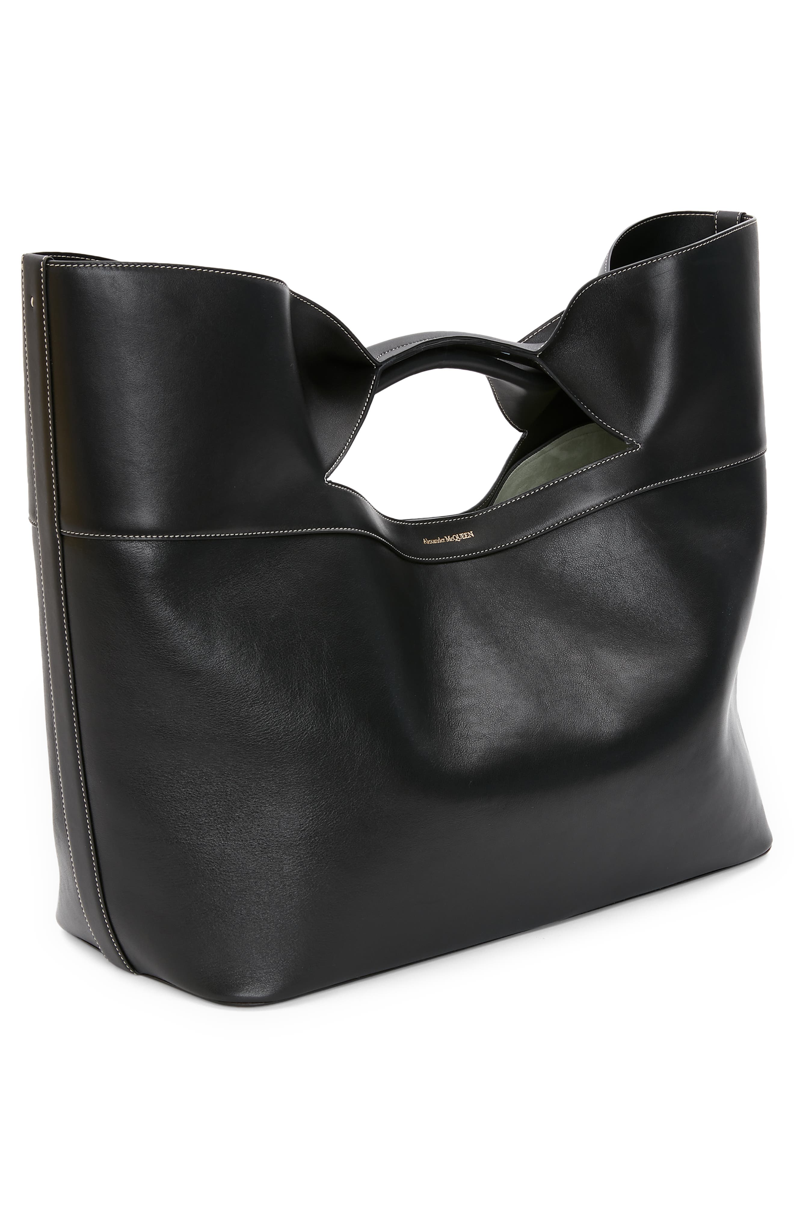 McQueen The Large Bow Leather Tote Bag, Alternate, color, 