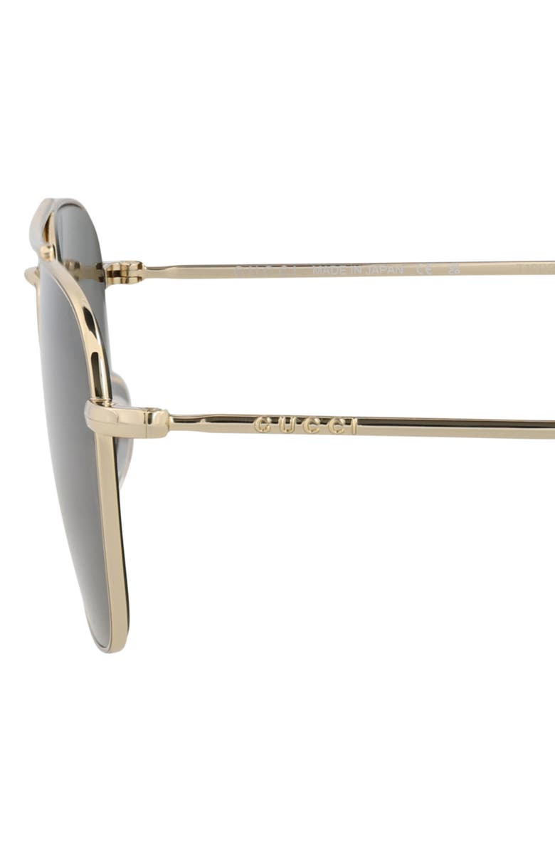 Gucci 53mm Aviator Sunglasses, Alternate, color, Gold/ Grey