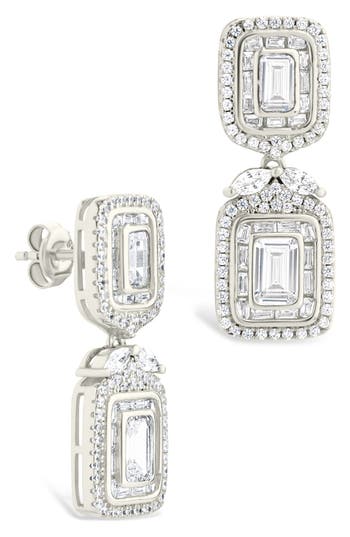 Sterling Forever Trina Cubic Zirconia Drop Earrings In Silver