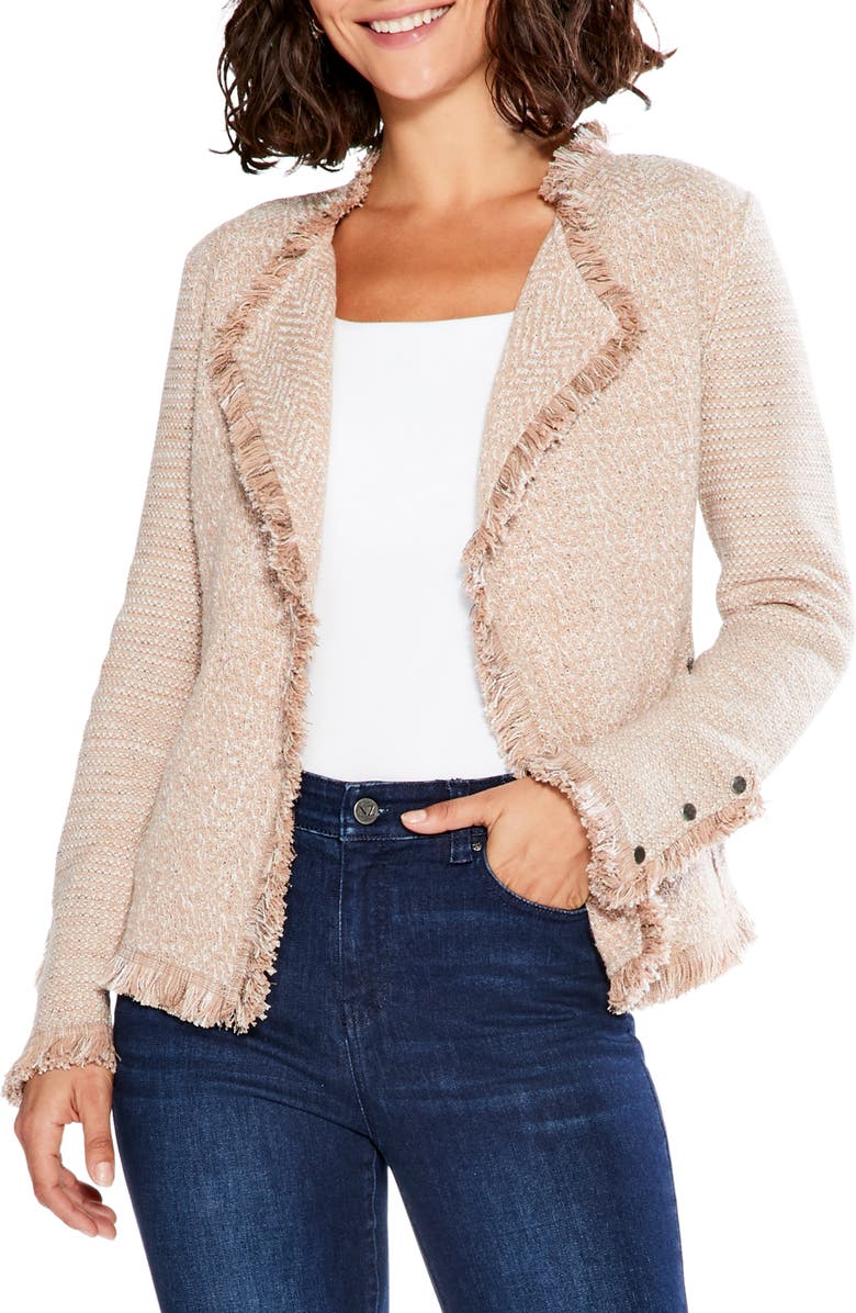 NIC+ZOE Fringe Mix Knit Jacket, Main, color,