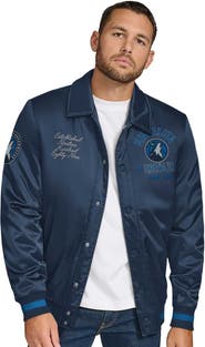 TOMMY JEANS Men's Tommy Jeans Navy Minnesota Timberwolves Jacob Chain Stitch Applique Full-Snap Varsity Jacket
