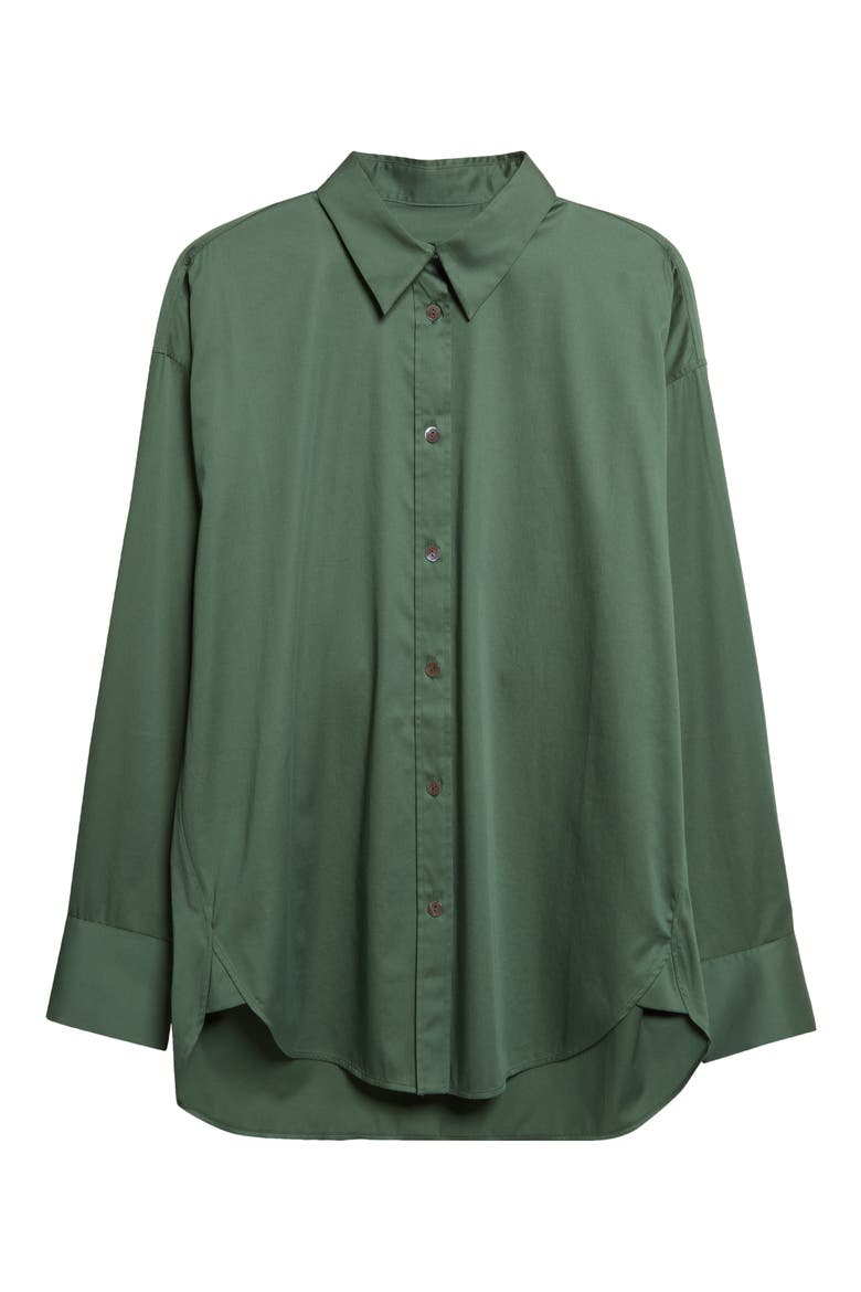 Doona Oversize Stretch Cotton Button-Up Shirt, Alternate, color, GREEN