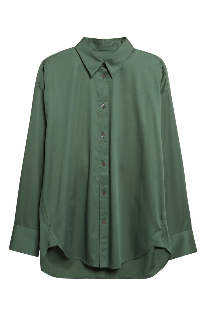 GIA STUDIOS Doona Oversize Stretch Cotton Button-Up Shirt, Main, color, Green